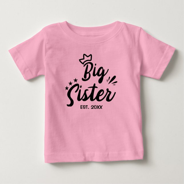 T-shirt Pour Bébé Grande sœur EST 2021, révélation de grossesse (Devant)