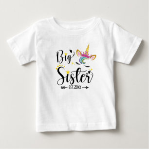T-shirt Pour Bébé Grande Sœur ÉTABLI.2022, licorne