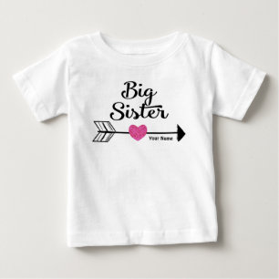 T-shirt Pour Bébé Grande Soeur Flèche rose Chemise personnalisée