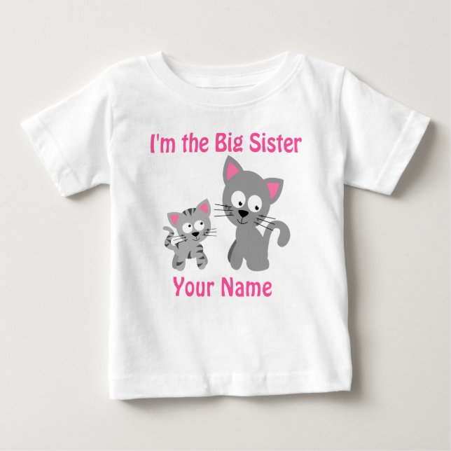 T-shirt Pour Bébé Grande Soeur Kitty Chat Personnalisé T Chemise (Devant)