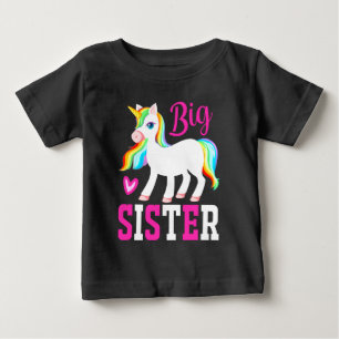 T-shirt Pour Bébé Grande Sœur Licorne Magique avec Crinière et Queue