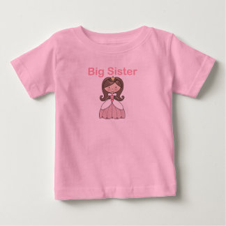 T-shirt Pour Bébé Grande soeur princesse aux cheveux bruns