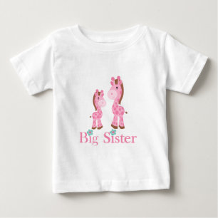 T-shirt Pour Bébé Grandes Soeurs Rose et Giraffes Brown