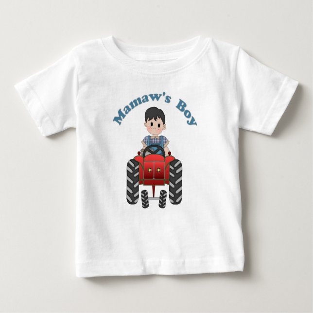 T-shirt Pour Bébé Grandmas Boy Tracteur (Devant)