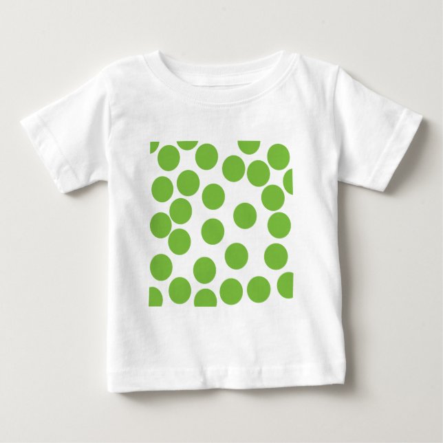 T-shirt Pour Bébé Grands points de vert de pois sur le blanc (Devant)