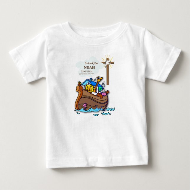 T-shirt Pour Bébé Grandson Baptême Noah's Ark Personnalisé (Devant)