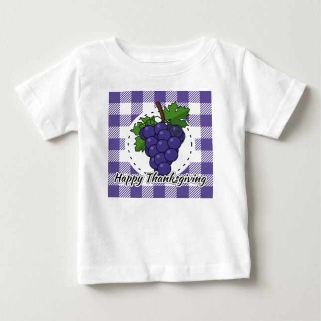 T-shirt Pour Bébé Grape on Violet Plaid (Devant)