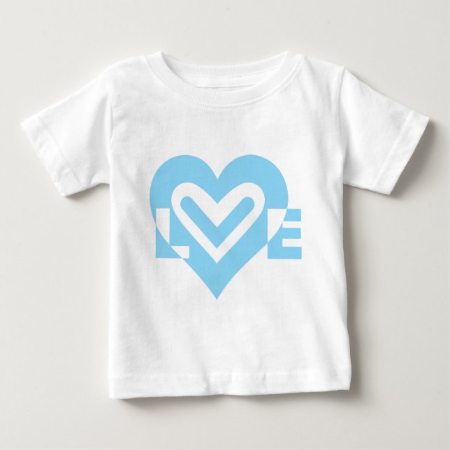 T-shirt Pour Bébé Graphique d'amour mignon en bleu (Devant)