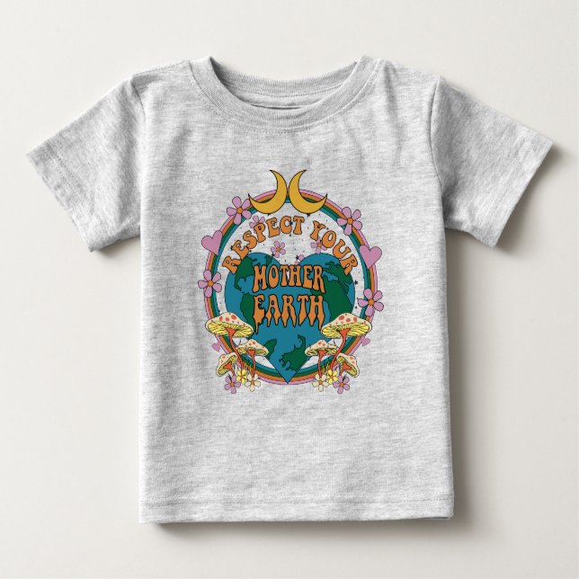 T-shirt Pour Bébé Graphique de la Terre mère rétro des années 70 (Devant)
