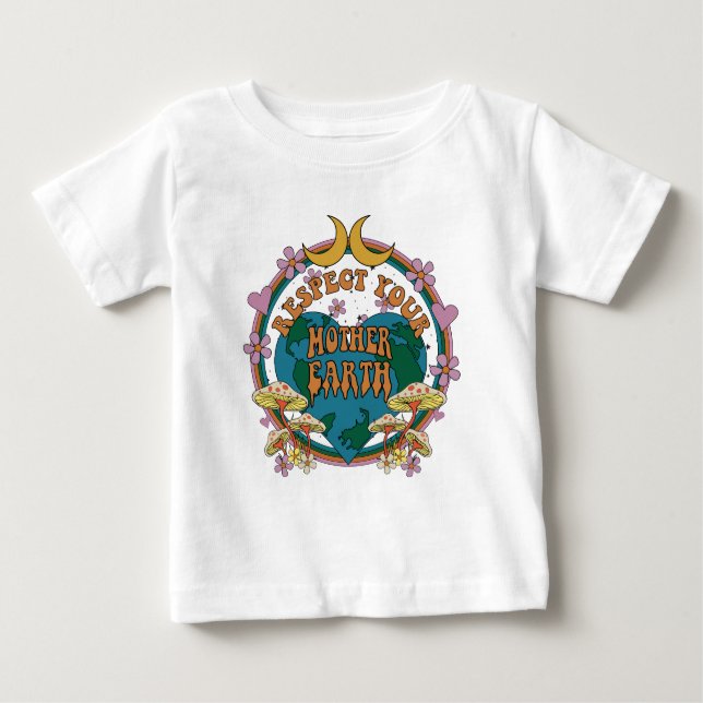 T-shirt Pour Bébé Graphique de la Terre mère rétro des années 70 (Devant)
