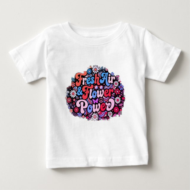 T-shirt Pour Bébé Graphique Fleur Boho Power (Devant)