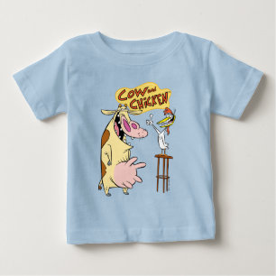 T-shirt Pour Bébé Graphique souriant de vache et de poulet
