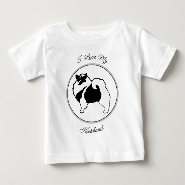 T-shirt Pour Bébé Graphiques Keeshond - Art Original de Chien Mignon (Devant)