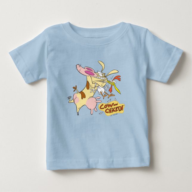 T-shirt Pour Bébé Graphisme de la vache et du poulet (Devant)