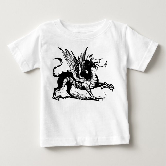 T-shirt Pour Bébé Gravure de dragon - Noir (Devant)