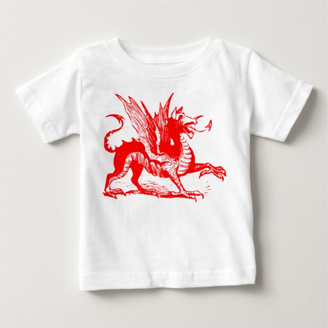 T-shirt Pour Bébé Gravure de dragon - Rouge (Devant)