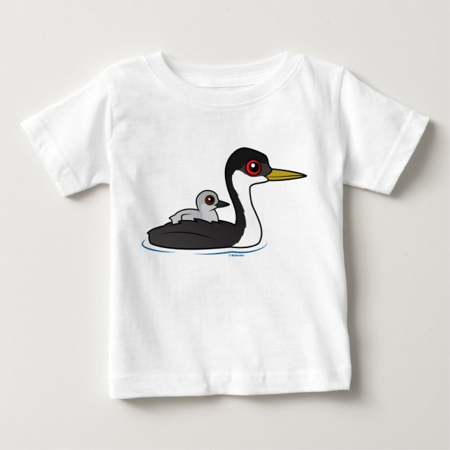 T-shirt Pour Bébé Grèbe Occidentale Birdorable avec bébé (Devant)