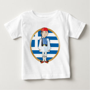 T-shirt Pour Bébé Grec Evzone avec le drapeau
