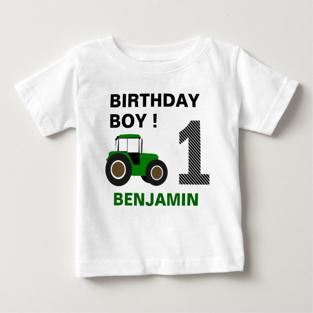 T-shirt Pour Bébé Green Farm Tractor fête d'anniversaire (Devant)