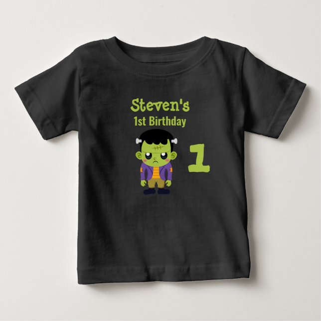 T-shirt Pour Bébé Green Frankenstein Monster Halloween 1er anniversa (Devant)