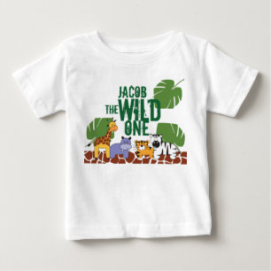 T-shirt Pour Bébé Green Personnalisé WILI ONE Safari Premier annive