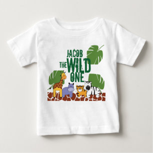 T-shirt Pour Bébé Green Personnalisé WILI ONE Safari Premier anniver