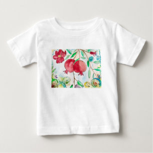 T-shirt Pour Bébé Grenade fruit nature art aquarelle rouge