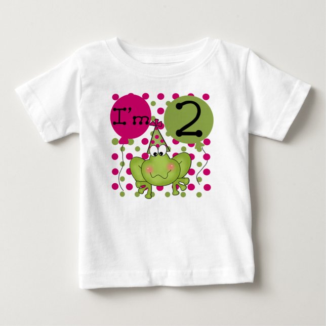 T-shirt Pour Bébé Grenouille 2e anniversaire rose (Devant)