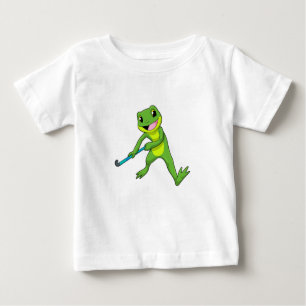 T-shirt Pour Bébé Grenouille à Hockey avec chauve-souris de hockey