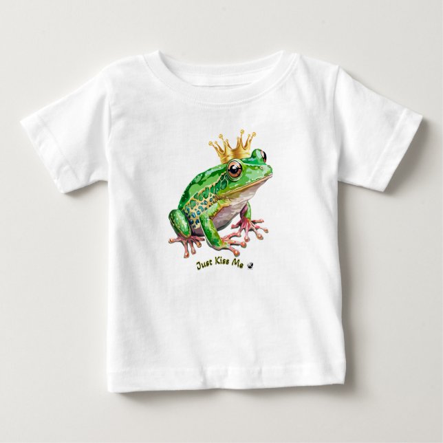 T-shirt Pour Bébé Grenouille à image de couronne avec inscription (Devant)