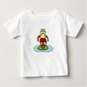T-shirt Pour Bébé Grenouille à la natation avec anneau de natation
