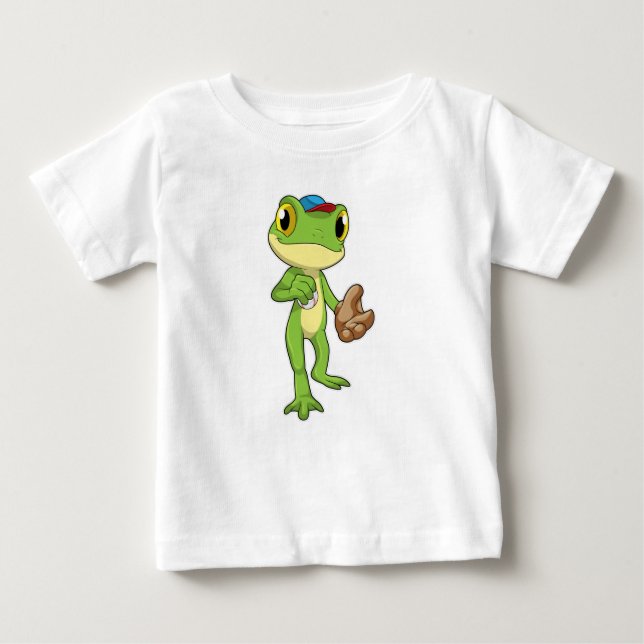 T-shirt Pour Bébé Grenouille au baseball avec gant de baseball (Devant)