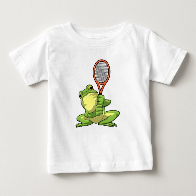 T-shirt Pour Bébé Grenouille au tennis avec raquette de tennis (Devant)