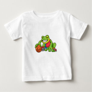 T-shirt Pour Bébé Grenouille aux sports avec basket-ball
