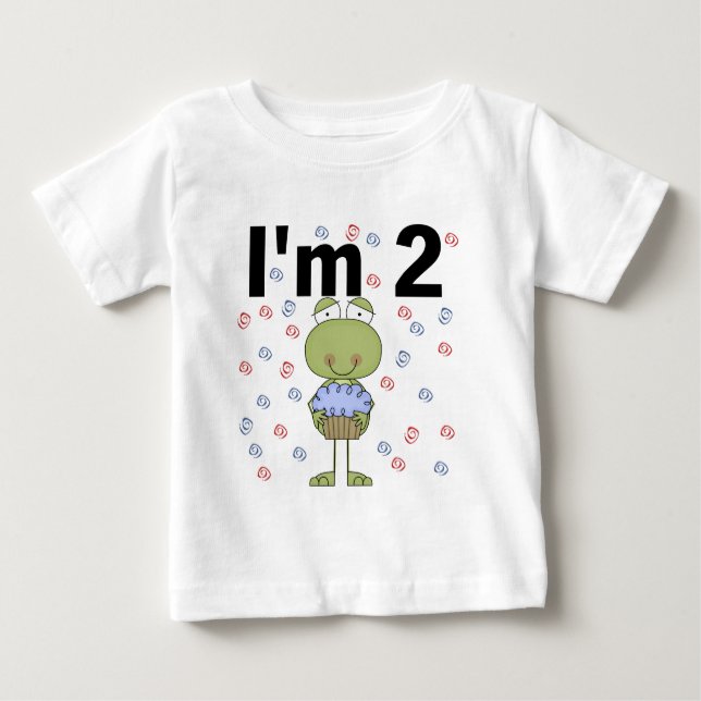 T-shirt Pour Bébé Grenouille avec Cupcake 2e chemises d'anniversaire (Devant)
