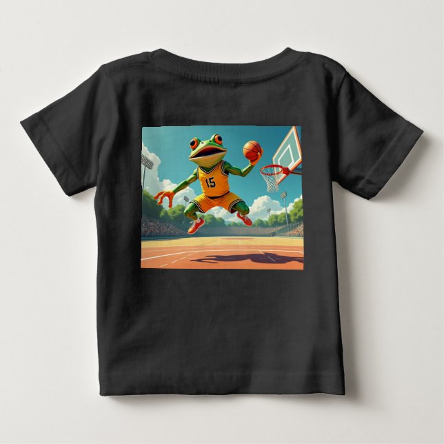 T-shirt Pour Bébé Grenouille de basketball scène complète bébé chemi (Dos)
