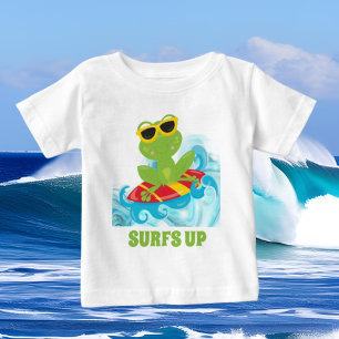 T-shirt Pour Bébé grenouille de plage mignonne ajouter du texte garç