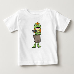 T-shirt Pour Bébé Grenouille en coiffeur avec sèche-cheveux