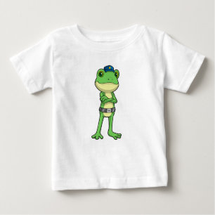 T-shirt Pour Bébé Grenouille en tant qu'agent de police avec casquet