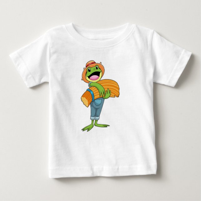 T-shirt Pour Bébé Grenouille en tant que fermier avec paille (Devant)