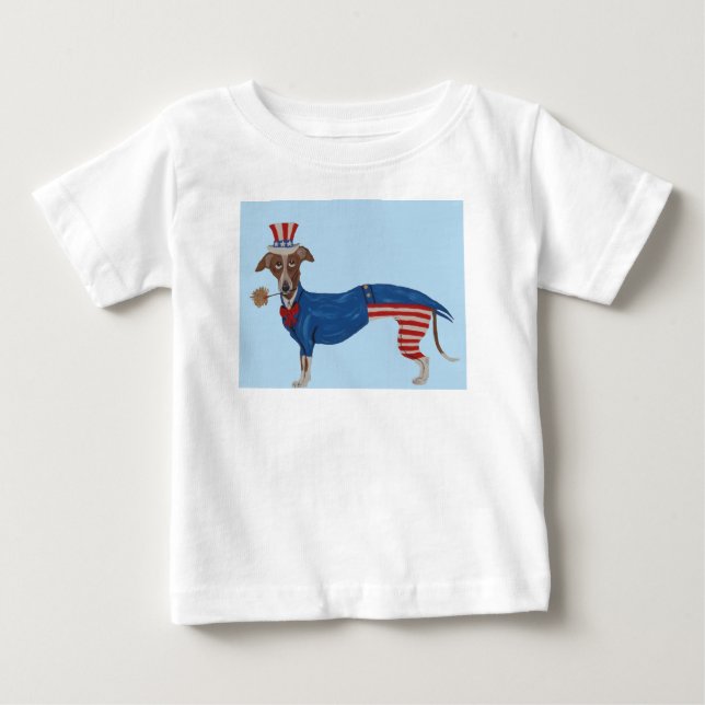 T-shirt Pour Bébé Greyhound Oncle Sam (Devant)