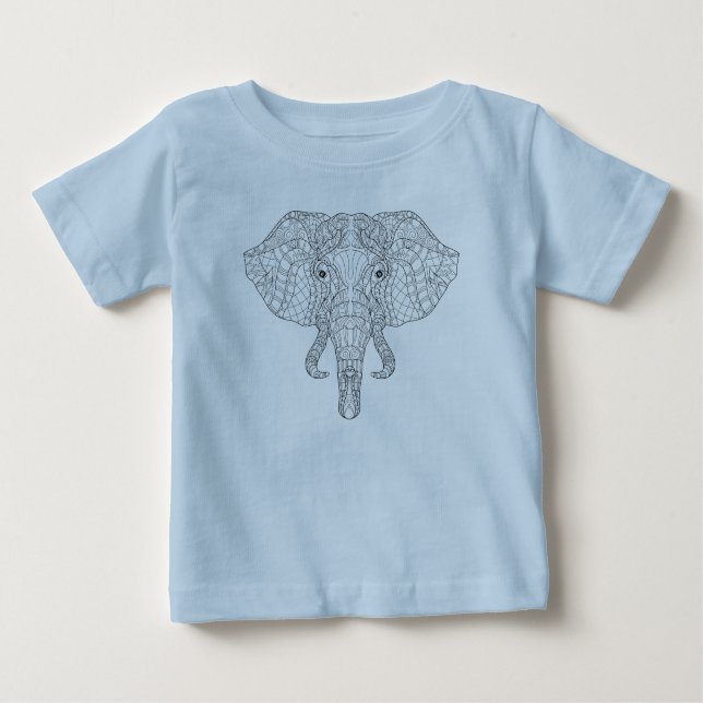 T-shirt Pour Bébé Griffonnage 2 de tête d'éléphant (Devant)
