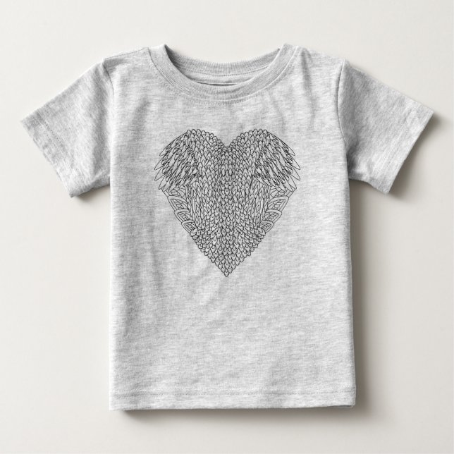 T-shirt Pour Bébé Griffonnage à ailes de coeur (Devant)