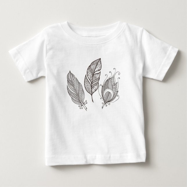 T-shirt Pour Bébé Griffonnage complexe de plume (Devant)