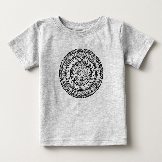 T-shirt Pour Bébé Griffonnage de feuille d'érable d'automne (Devant)