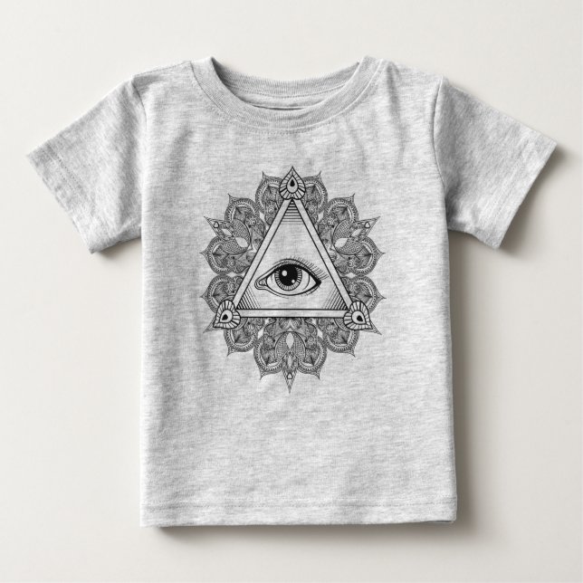 T-shirt Pour Bébé Griffonnage de symbole de pyramide d'oeil (Devant)