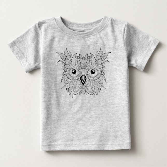 T-shirt Pour Bébé Griffonnage mignon de portrait de hibou (Devant)