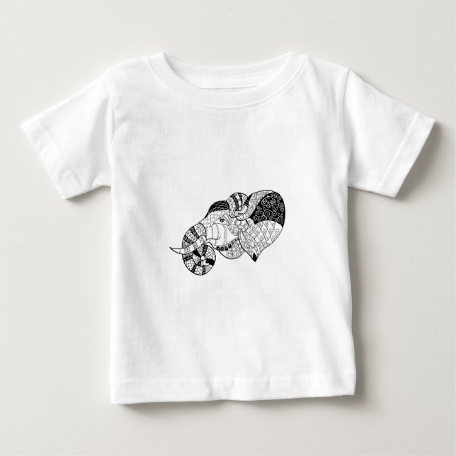 T-shirt Pour Bébé Griffonnage principal de Zenstyle d'éléphant (Devant)