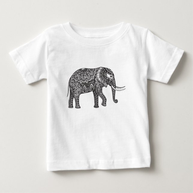 T-shirt Pour Bébé Griffonnage stylisé d'éléphant d'imaginaire (Devant)