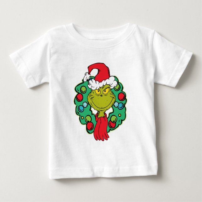 T-shirt Pour Bébé Grinch | Couronne de Noël (Devant)